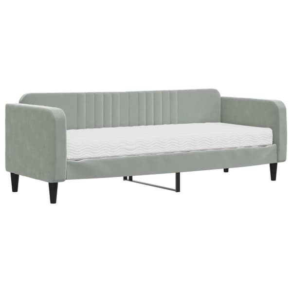 Dagbädd med madrass ljusgrå 80x200 cm sammet