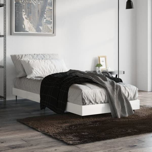 sengeramme 75x190 cm konstrueret træ hvid højglans
