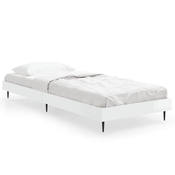 sengeramme 75x190 cm konstrueret træ hvid højglans