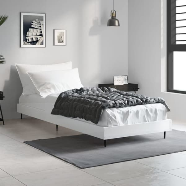 sengeramme 75x190 cm konstrueret træ hvid højglans