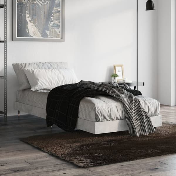 Sängynrunko betoninharmaa 75x190 cm tekninen puu