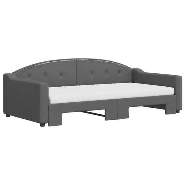 daybed med udtræk og madras 100x200 cm stof mørkegrå