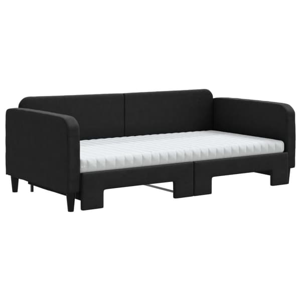daybed med udtræk og madras 100x200 cm stof sort