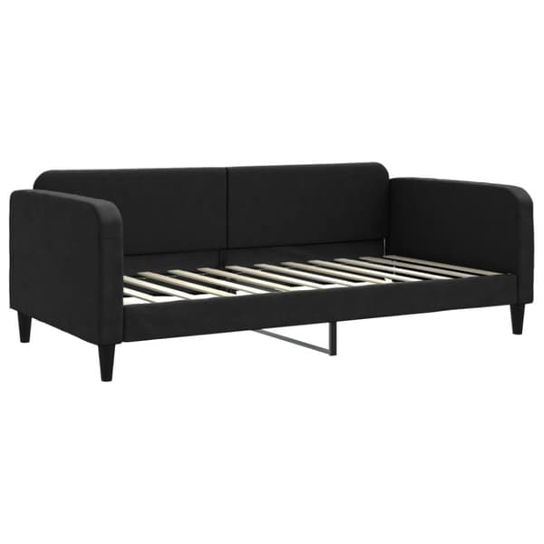 daybed med udtræk og madras 100x200 cm stof sort