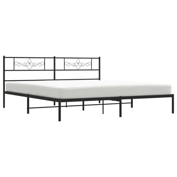 sengeramme med sengegavl 200x200 cm metal sort