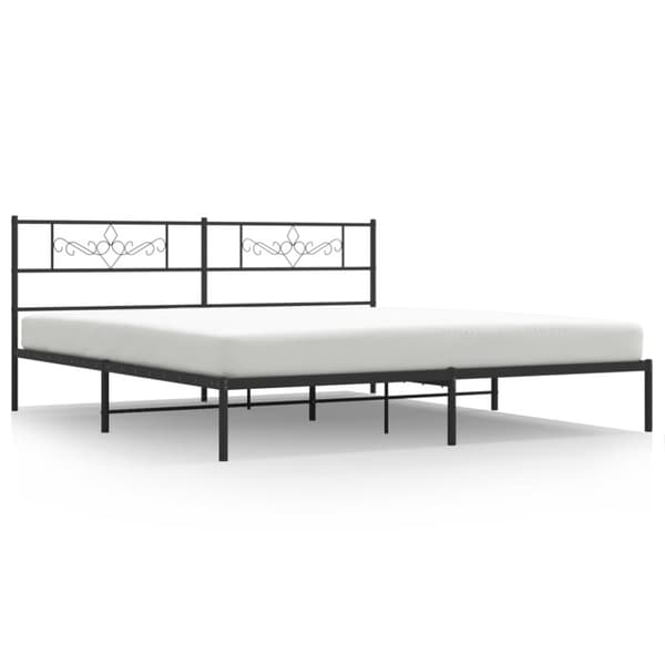 sengeramme med sengegavl 200x200 cm metal sort