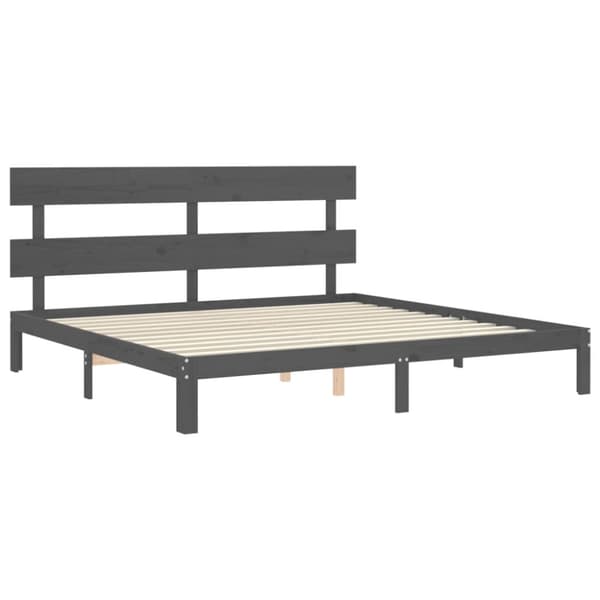 sengeramme med sengegavl 200x200 cm massivt træ grå
