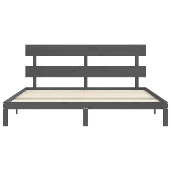 sengeramme med sengegavl 200x200 cm massivt træ grå