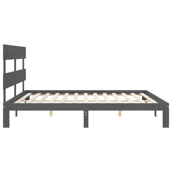 sengeramme med sengegavl 200x200 cm massivt træ grå