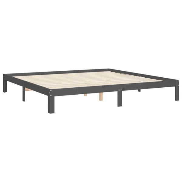 sengeramme med sengegavl 200x200 cm massivt træ grå