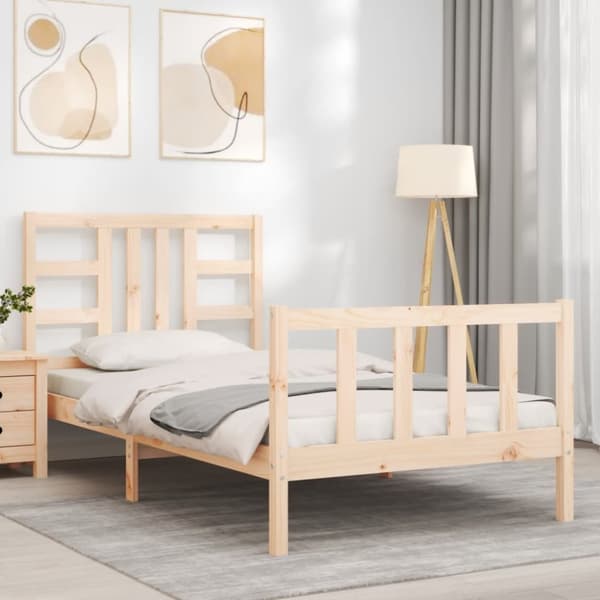 Sängram med huvudgavel 100x200 cm massivt trä