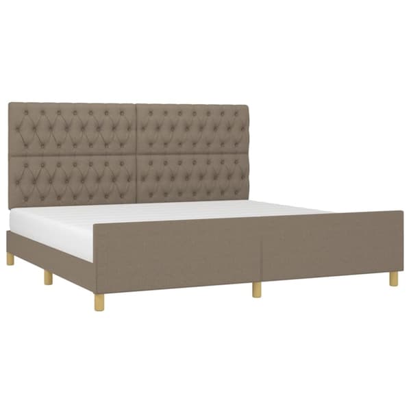sengeramme med sengegavl 200x200 cm stof gråbrun