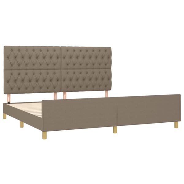 sengeramme med sengegavl 200x200 cm stof gråbrun