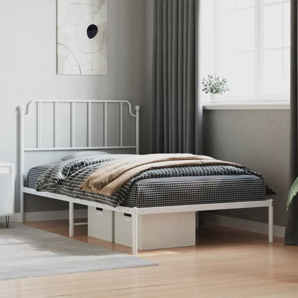 sengeramme med sengegavl 107x203 cm metal hvid