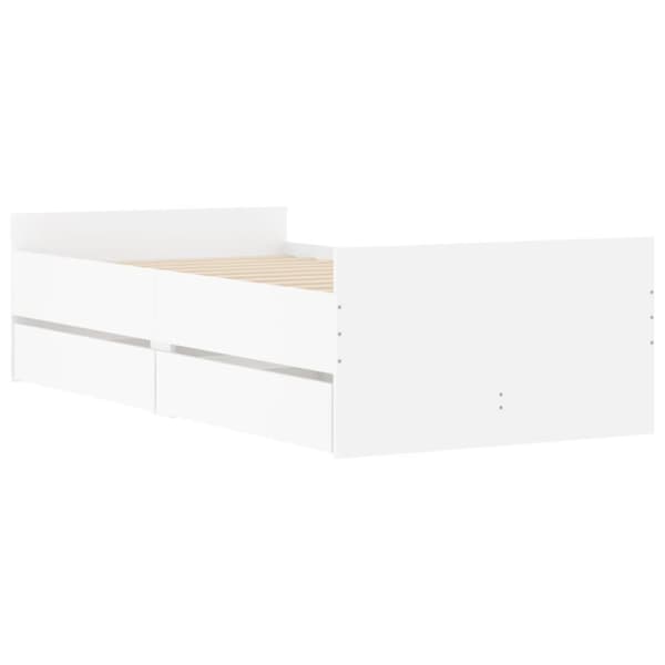 Sängram med lådor vit 90x190 cm