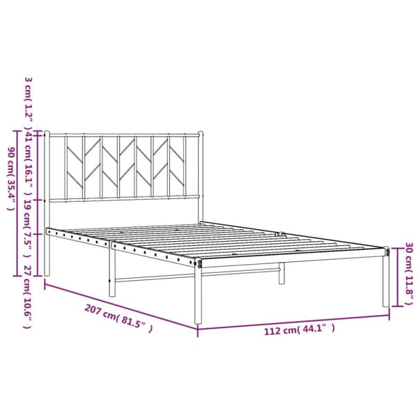 sengeramme med sengegavl 107x203 cm metal sort