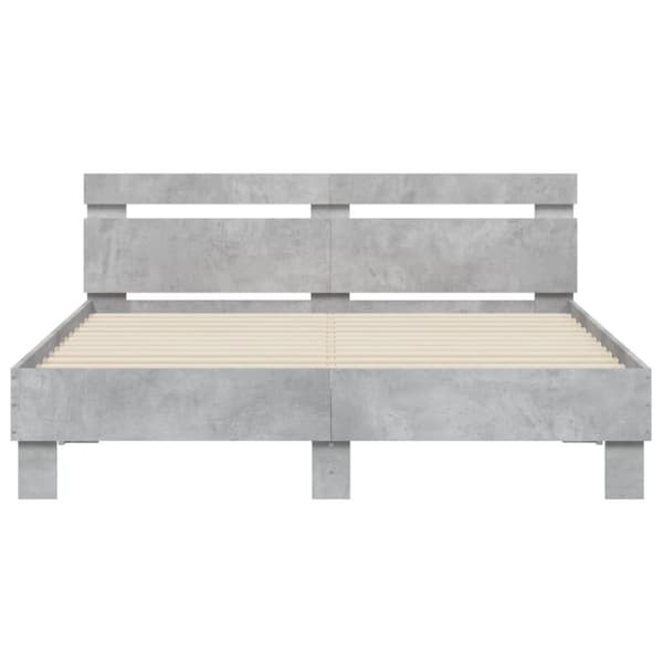sengeramme med sengegavl 140x190 cm konstrueret træ betongrå