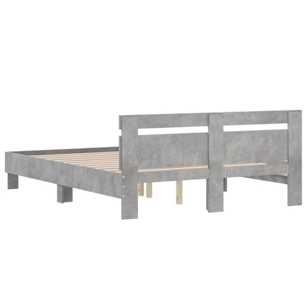 sengeramme med sengegavl 140x190 cm konstrueret træ betongrå