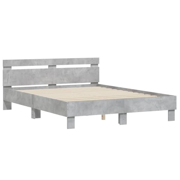sengeramme med sengegavl 140x190 cm konstrueret træ betongrå