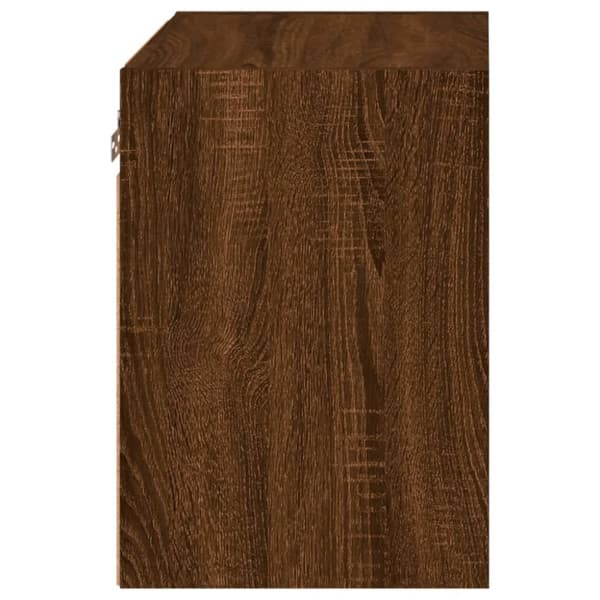Väggmonterade sängbord med LED-lampor 2 st brun ek
