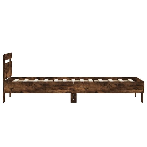 Sängram med huvudgavel rökfärgad ek 90x190 cm konstruerat trä