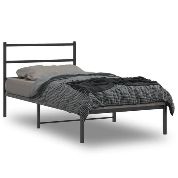 sengeramme med sengegavl 100x190 cm metal sort