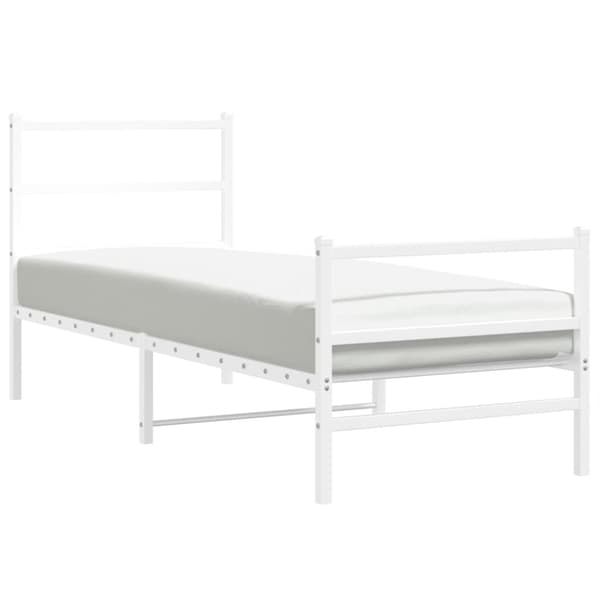 sengeramme med sengegavl og fodgærde 80x200 cm metal hvid
