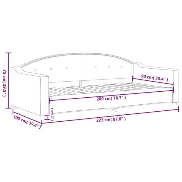 daybed 90x200 cm stof cremefarvet