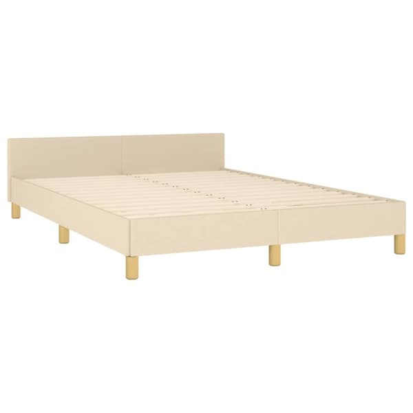 sengeramme med sengegavl 140x190 cm stof cremefarvet