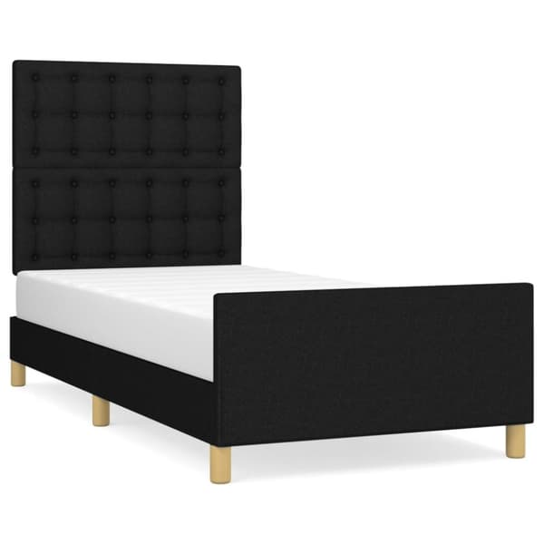 sengeramme med sengegavl 100x200 cm stof sort
