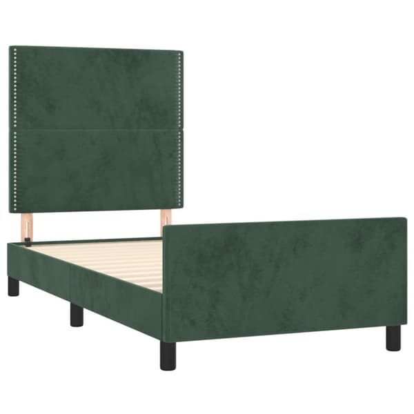 sengeramme med sengegavl 100x200 cm fløjl mørkegrøn