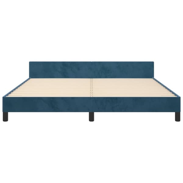 sengeramme med sengegavl 180x200 cm fløjl mørkeblå