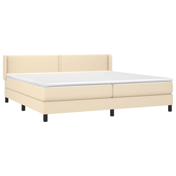 Ramsäng med madrass gräddvit 200x200 cm tyg