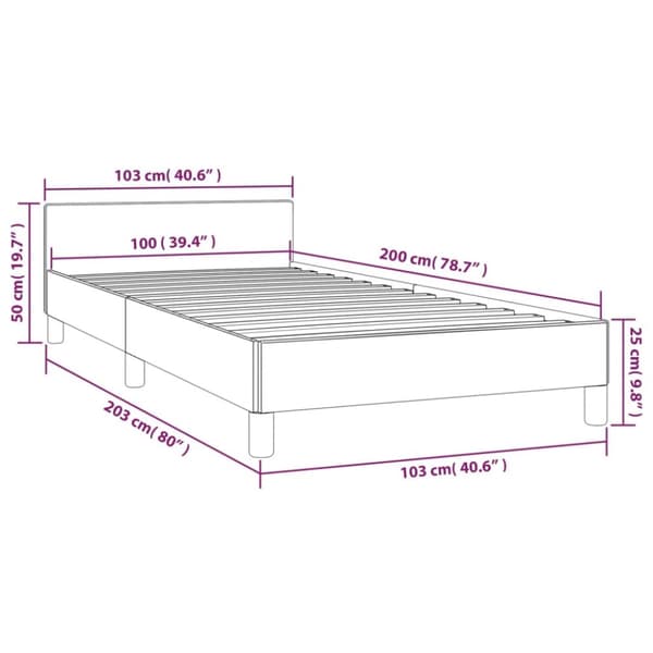 sengeramme med sengegavl 100x200 cm kunstlæder cappuccinofarvet