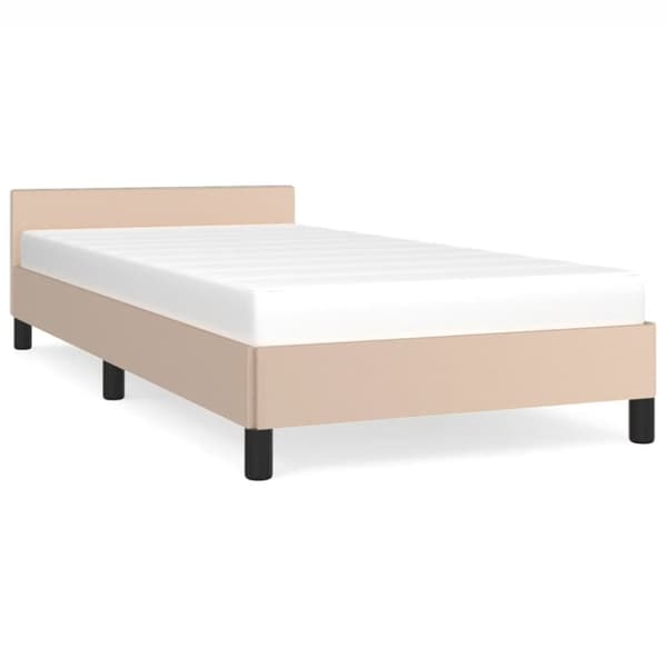 sengeramme med sengegavl 100x200 cm kunstlæder cappuccinofarvet
