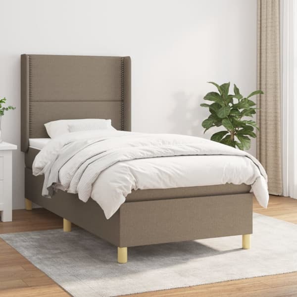 kontinentalseng med madras 90x200 cm stof gråbrun