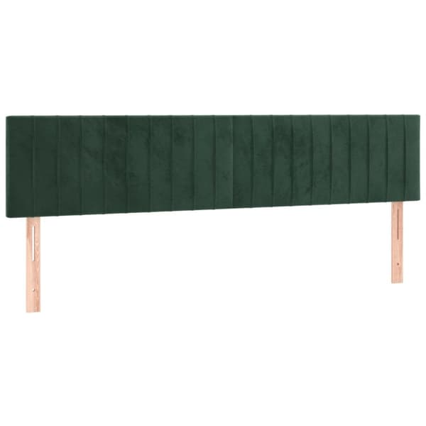 kontinentalseng med LED-lys 160x200 cm fløjl mørkegrøn