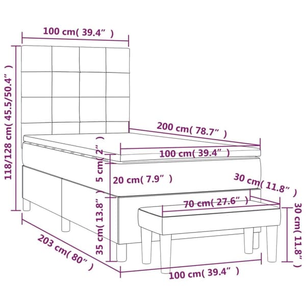 kontinentalseng med madras 100x200 cm fløjl lyserød