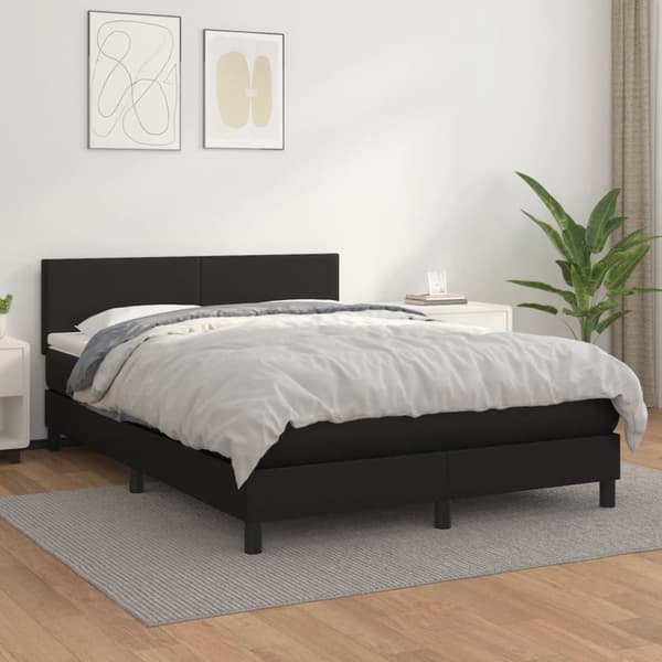 kontinentalseng med madras 140x190 cm kunstlæder sort