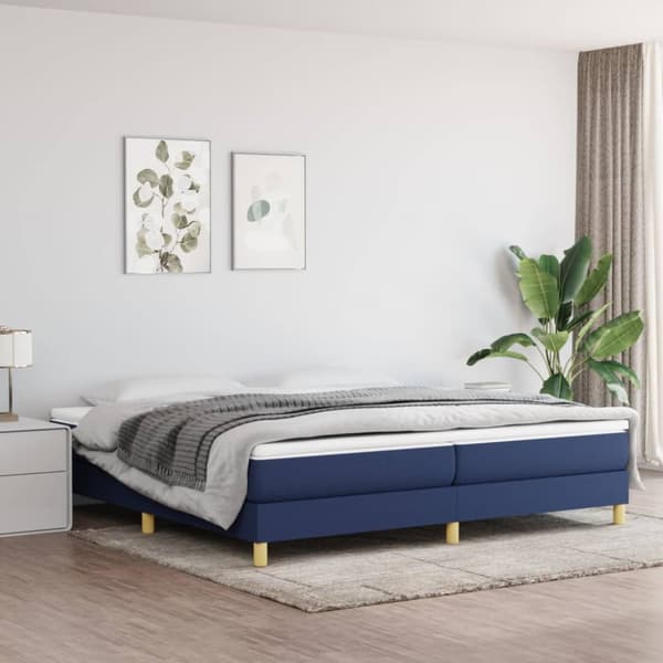 Ramsäng med madrass blå 200x200 cm tyg
