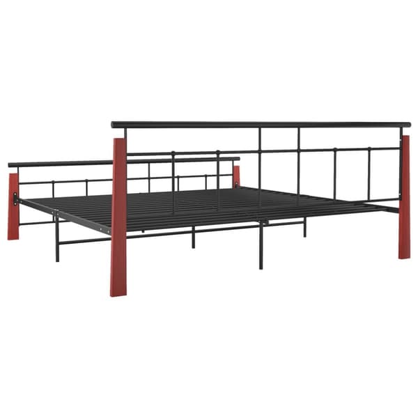 sengestel 200x200 cm metal og massivt egetræ