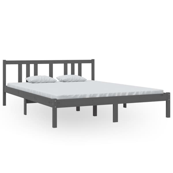 sengeramme 150x200 cm King Size massivt fyrretræ grå