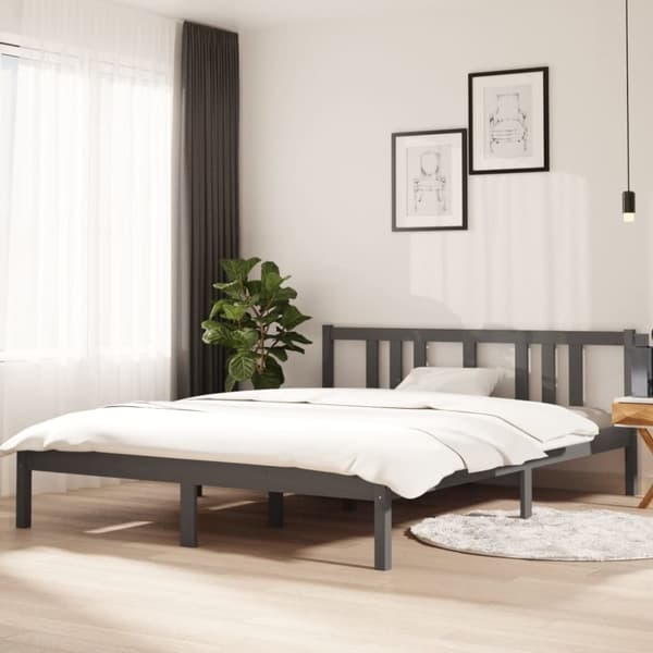 sengeramme 150x200 cm King Size massivt fyrretræ grå
