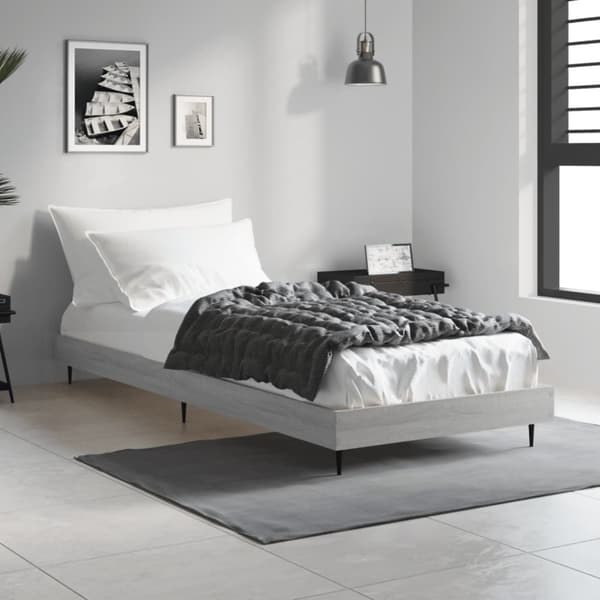 sengeramme 75x190 cm konstrueret træ grå sonoma-eg