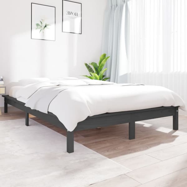 sengeramme 180x200 cm Super King massivt fyrretræ grå