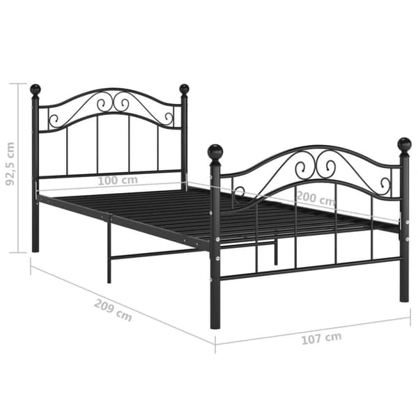 sengestel 100x200 cm metal sort