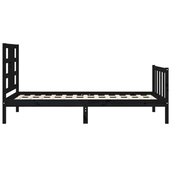 Sängynrunko päädyllä musta 100x200 cm täysi puu
