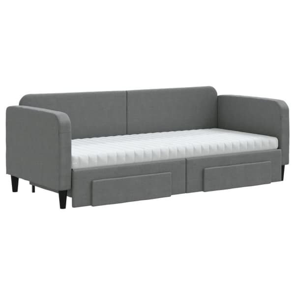 daybed med udtræk og skuffer 80x200 cm stof mørkegrå