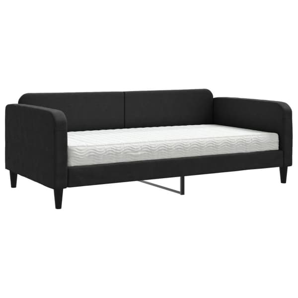 Dagbädd med madrass svart 100x200 cm tyg