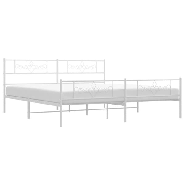 sengeramme med sengegavl og fodgærde 193x203 cm metal hvid